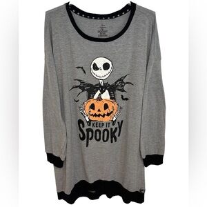 NIGHTMARE BEFORE CHRISTMAS Gray Black Long Sleeve Graphic Shirt, Size 3X